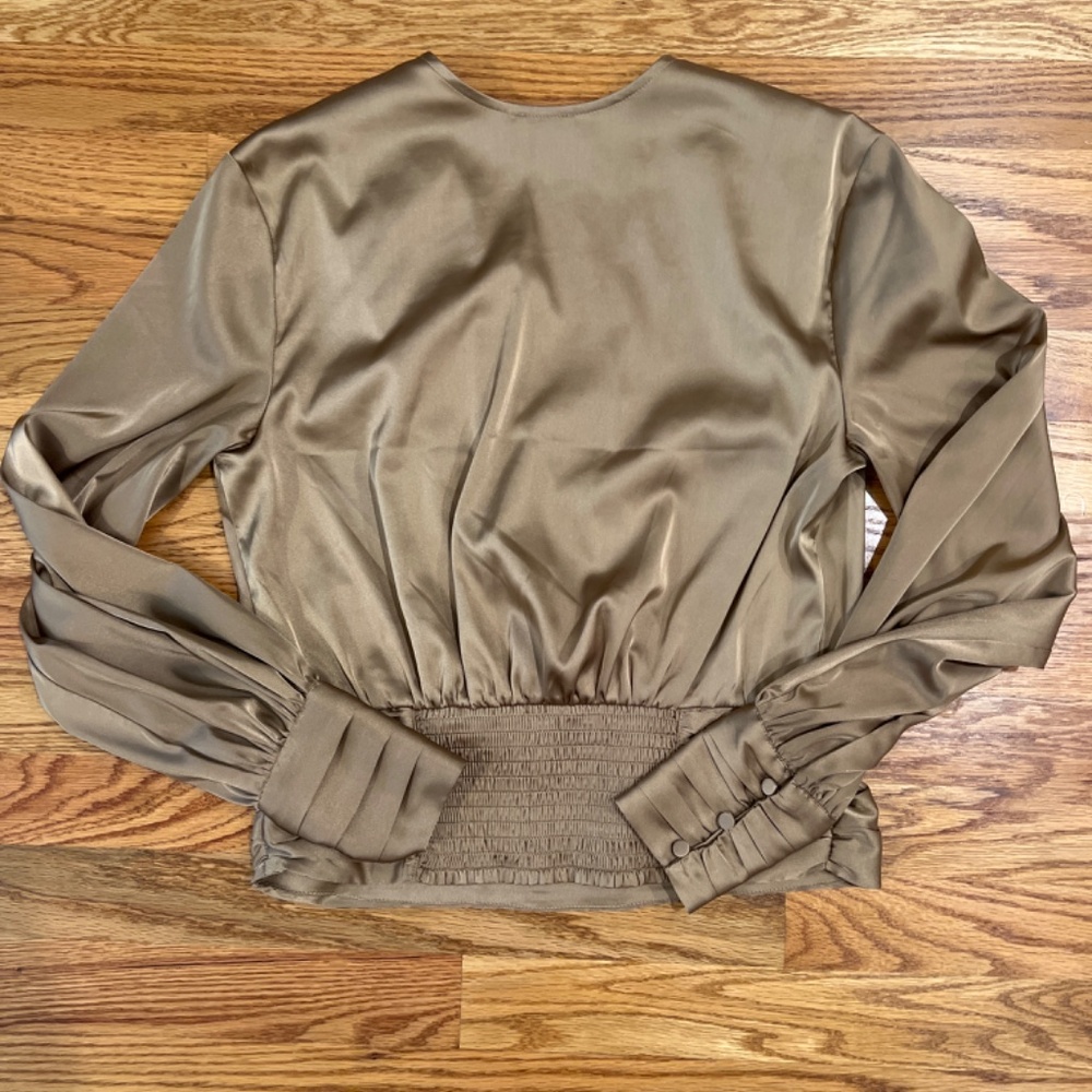 Express Gold Satin Blouse Top - Picture 2 of 2
